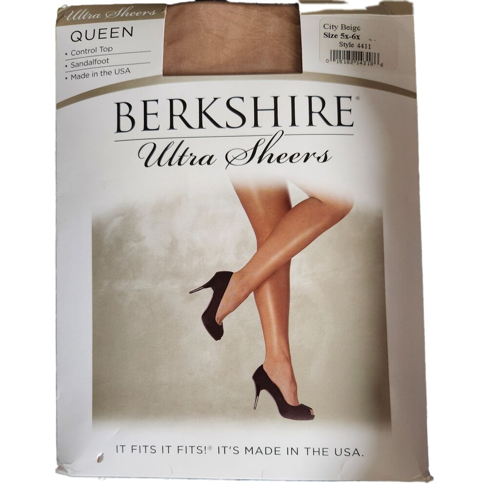 Berkshire 5X-6X Pantyhose City Beige Ultra Sheers Queen Control Top Sandalfoot